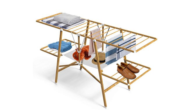 VOUNOT Wood Imitation Clothing Airer