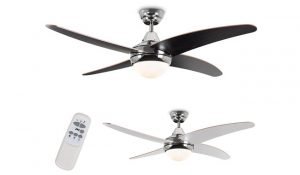 MiniSun Modern silver chrome and dark wood fan