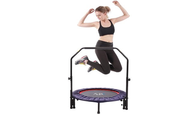 Pleny Indoor Mini Fitness Trampoline With Handle, 2-In-1 Lean Aerobic Exercise Rebounder Pleny Indoor Mini Fitness Trampoline With Handle, 2-In-1 Lean Aerobic Exercise Rebounder